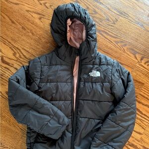 The North Face Kids Black and Pink Puffer Jacket